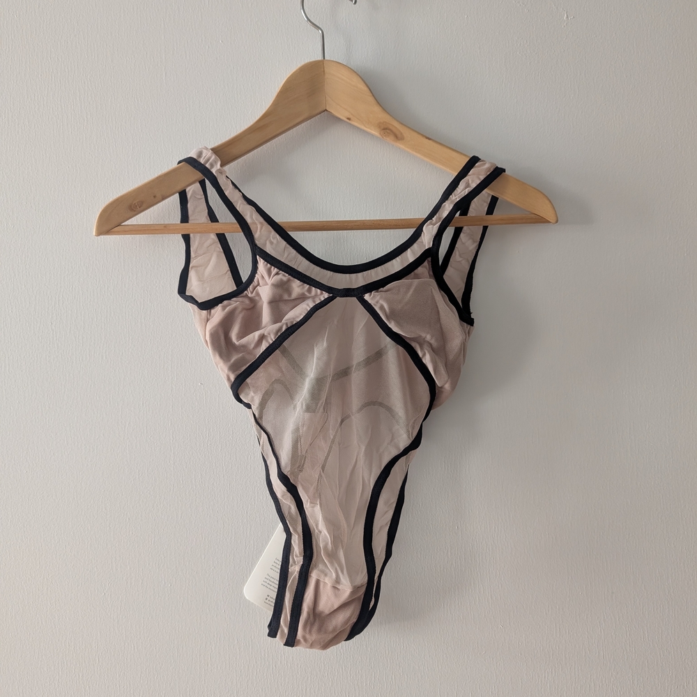 Rolling Vertigo bodysuit - beige/black Sheer Bodysuit with Black Trim